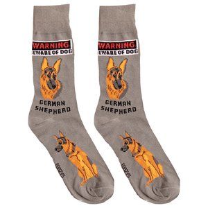 German Shepherd Warning Dog Men's Foozys Puppy Cute Dogs Gray 2 Pairs Socks